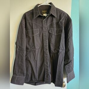 Vintage Rustler Wrangler Black Western Shirt Size XL